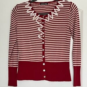 Vtg Michael Simon Silk Blend Cardigan Sweater Red Stripe Nautical S As Is READ